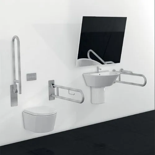 JNF toiletsteun opklapbaar met rolhouder RVS lengte 800 mm - Afbeelding 3