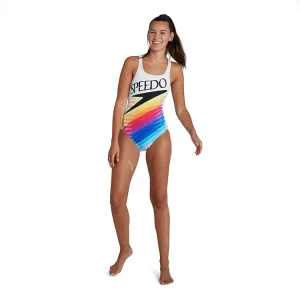 Speedo Badpak Dames Retro Digital Placement Medalist Wit & Multi