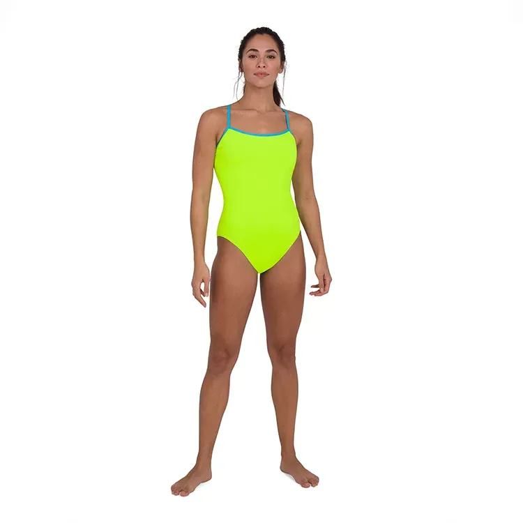 Speedo Tie-Back Badpak Solid Fluoriserend Geel & Turquoise