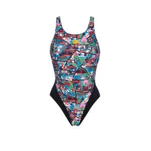 Arena Badpak Dames Kun Map Swim Tech Zwart & Multi AF002824-500-S
